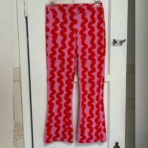 Nooworks Kick Flare Pants flared leggings Pink Squiggle SMALL